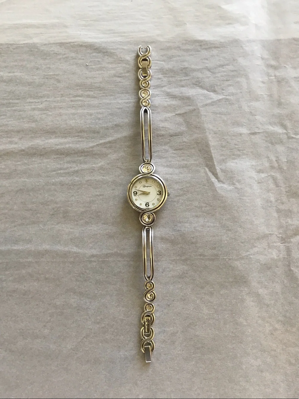 Brighton All Silver-Tone Ladies Bracelet Watch with Decorative Chain Links